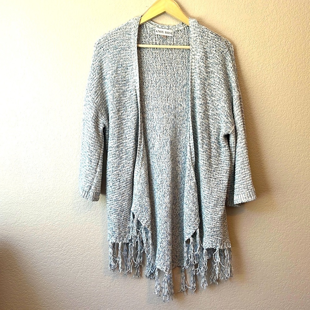 Knox Rose Oversized Knit Cardigan Blue and White size Extra Small